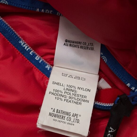 Bathing Ape Bape Aape Jacket Mens M Puffer Down Feather Reversible Camo Red - Picture 8 of 10